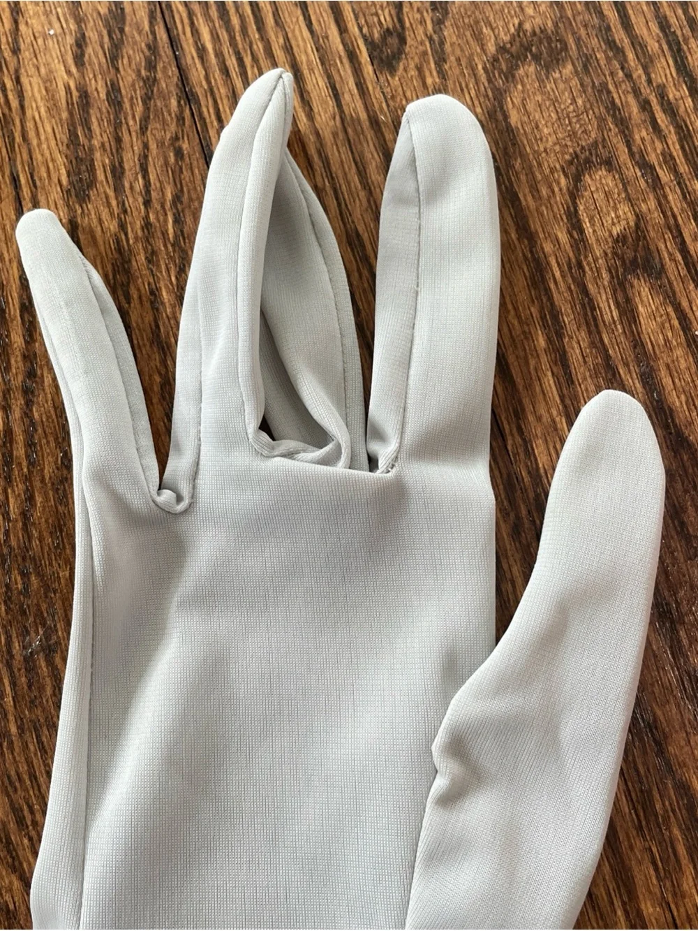 Vintage 1950's Women’s Light Gray Nylon Gloves With Ruffles Sz Small-Medium